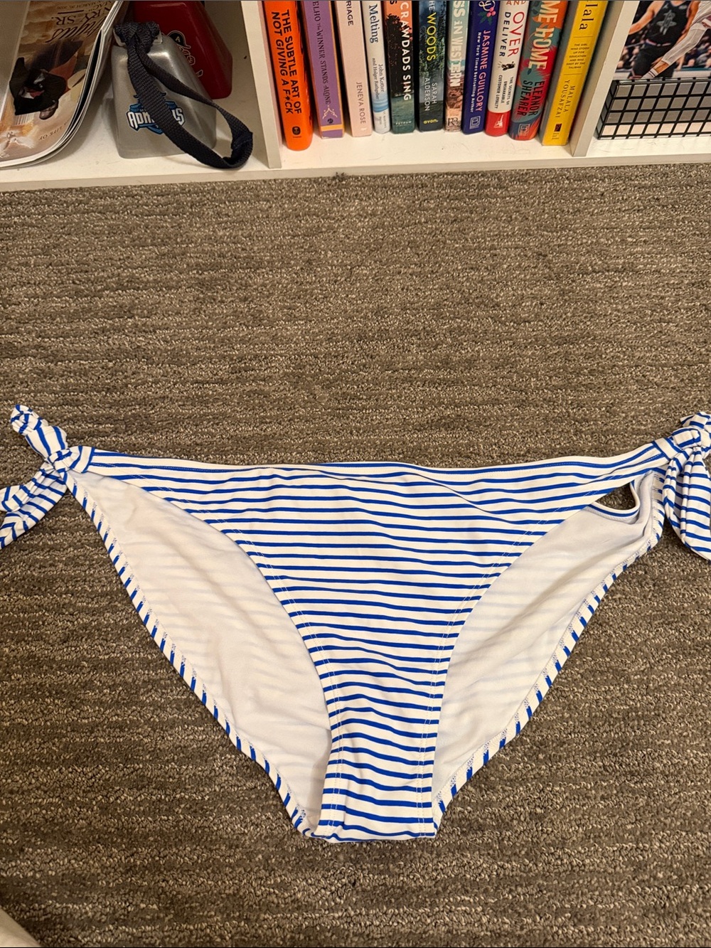 Striped Blue & White Tie-Side Bikini Bottom by Swimsuits for All